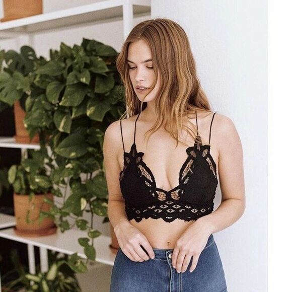 Free People FP One Adella Bralette Cropped Top Smocked Embroidered XS NEW 282710 - Picture 4 of 13